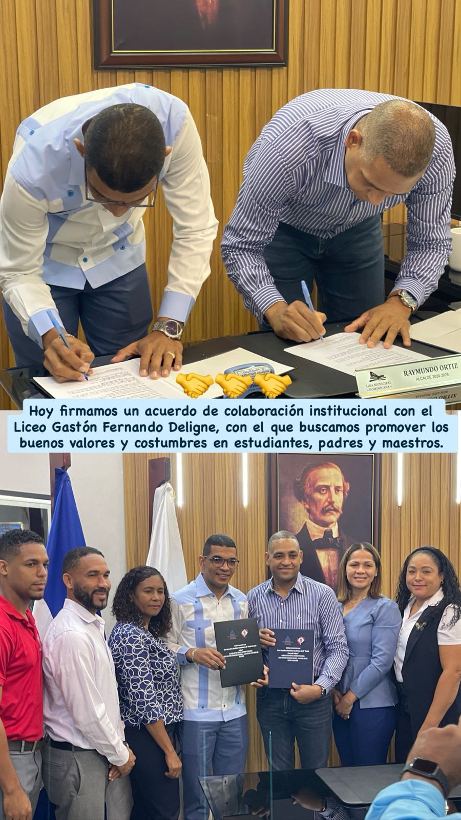 Alcalde firma acuerdo de colaboración con el Liceo Gastón Fernando Deligne para promover valores en la comunidad educativa